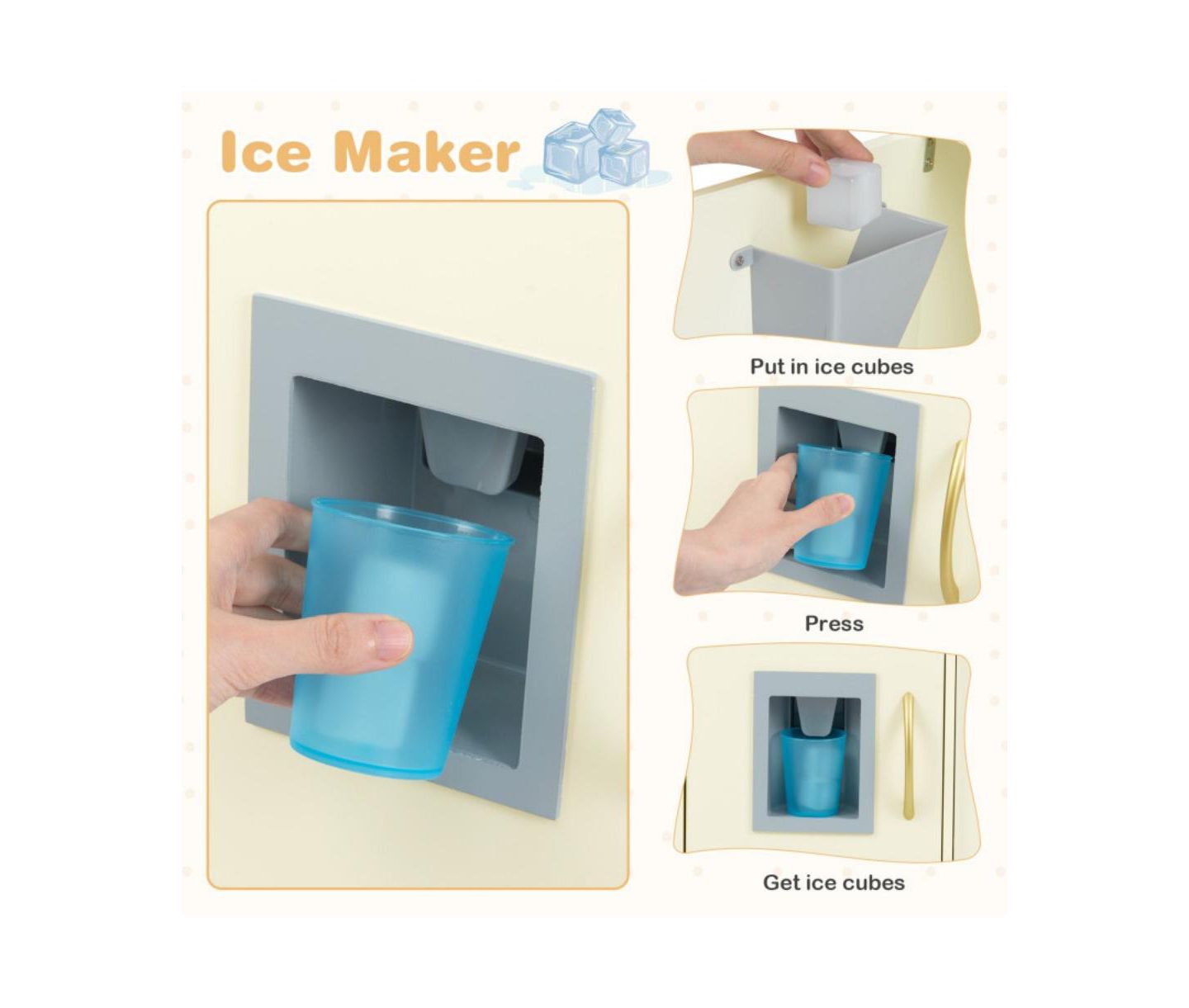 Детские игрушки HONGGE Blackboard and Ice Maker Play Kitchen, 12-Piece Set, Ages 3+, цвет: Белый — фото 9