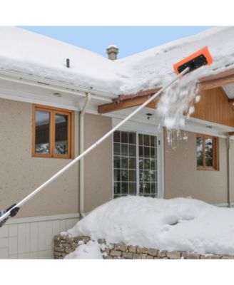 Snow Roof Rake, 17.7" Foam Blade, 7.3-18.4 ft Adjustable, Extension Tubes, Non-Slip Handle, Roof Scraper