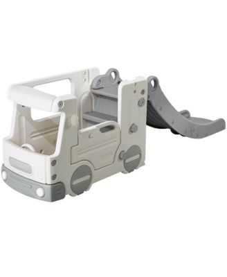 Toddler Slide, Kid Slide for Toddlers with Climbable Ladders & Bus Playhouse, Indoor Outdoor Slide Playset for Kids