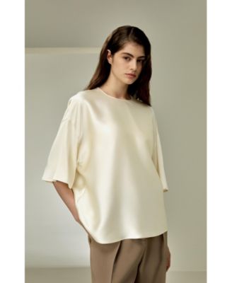 Women's Relaxed Silk Crewneck Blouse