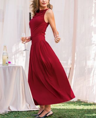 Women's Knit Boatneck Sleeveless Maxi Dress