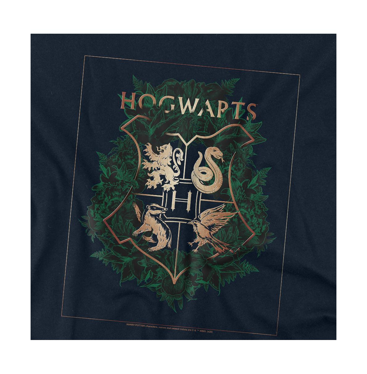 Harry Potter Men's Green Floral Hogwarts House Crest T Shirt