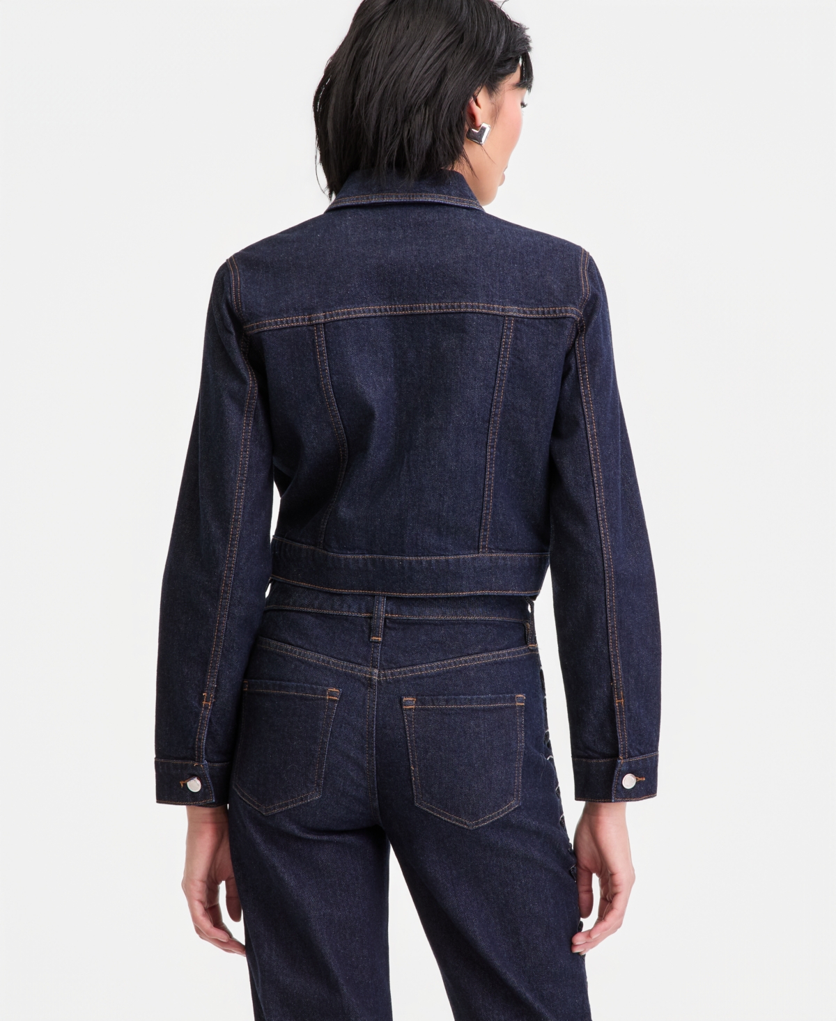 I.n.c. International Concepts Women's Cropped Lace-Up Denim Jacket, Macy's Exclusive