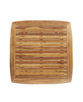 Mondawe Outdoor Square Acacia Wood Patio End Table Side Table with Tapered Legs, Mid-Century Patio Table  for 2–4 People, Beige