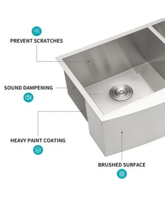 33x20x9inch Double Bowl Farmhouse Sink Stainless Steel Undermount Apron Front 16 Gauge