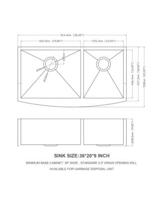 36x20x9 Inch Double Bowl 6040 Farmhouse Sink 16 Gauge T304 Stainless Steel Apron Front With Two 9 Inch Deep Basin