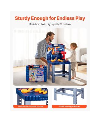 Kids Workbench, 56 pcs, Kids Tool Bench with Realistic Tools and Electric Drill, Pretend Play Construction Workbench Toys for Toddlers