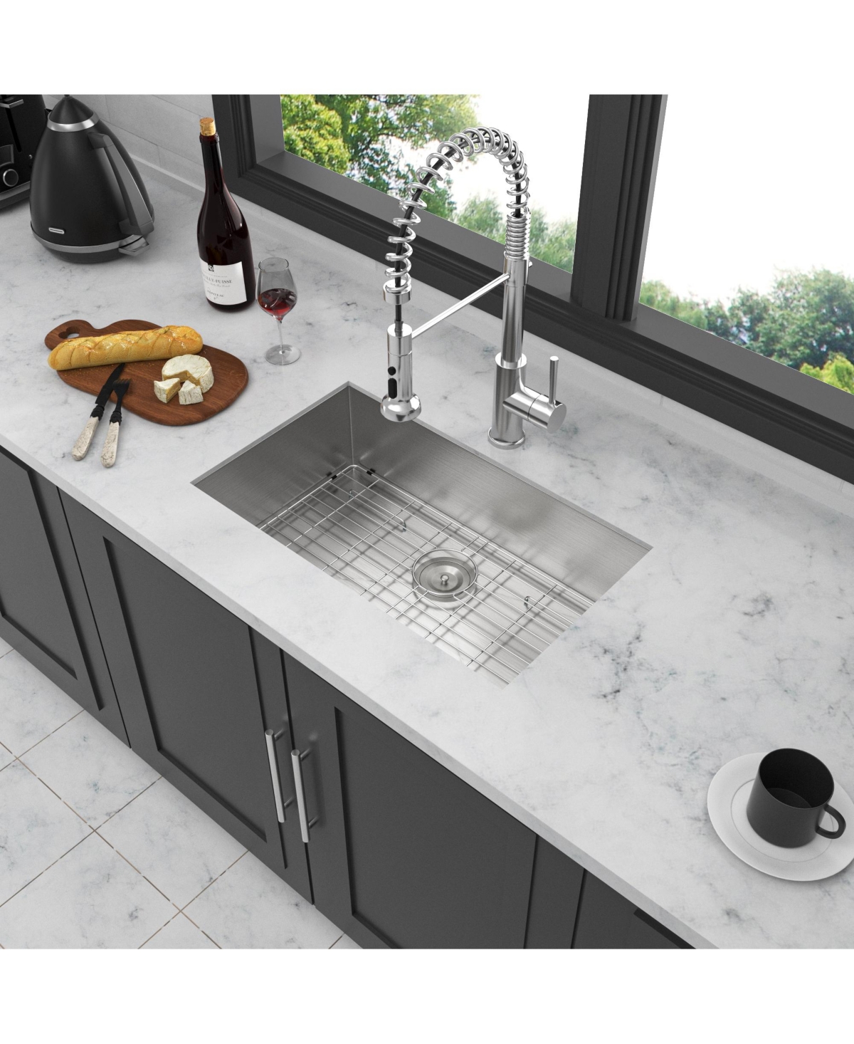 flynama 30x18x9inch Undermount Kitchen Sink Stainless Steel Single Bowl 16 Gauge Deep Basin