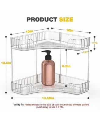 2-Tier Corner Bathroom Organizer with Brush Holders