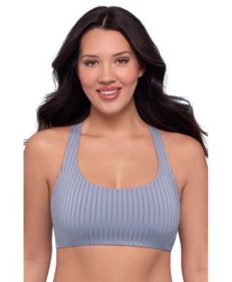Women's Sculpting Ribbed Scoop-Neck Crossback Bralette Swimsuit Top