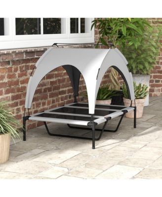 Elevated Dog Bed with Canopy, Raised Outdoor Pet Bed for Camping