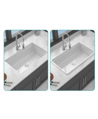 Undermount Workstation Single Bowl Porcelain Fireclay Kitchen Sink Dual Mount White Rectangular Deep Basin