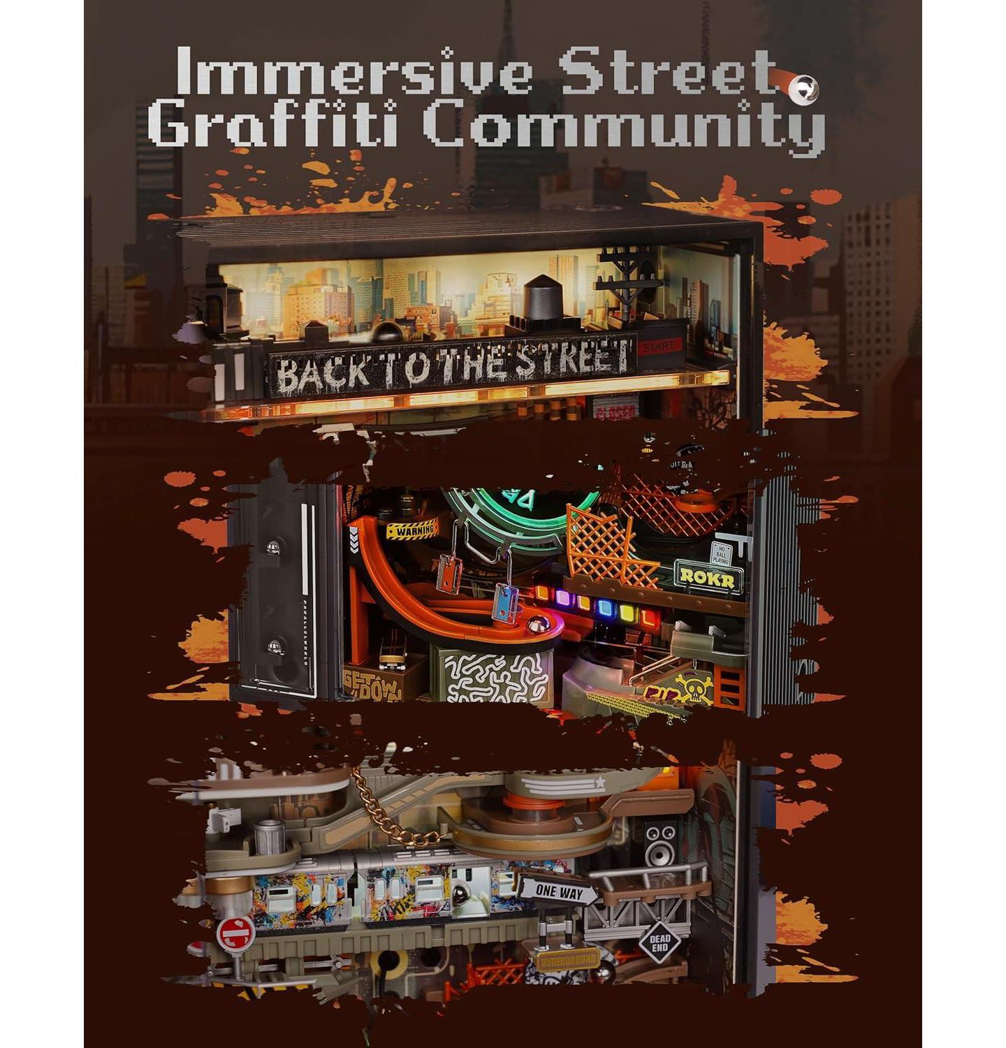 Детский конструктор Robotime Hip-Hop Street Sound-Activated Electric 134-Piece Building Set, Ages 14+ — фото 2