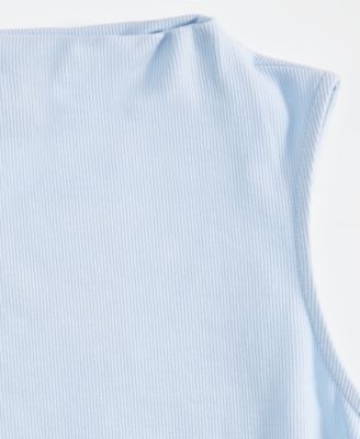 Women's High-Neck Rib-Knit Sleeveless Top