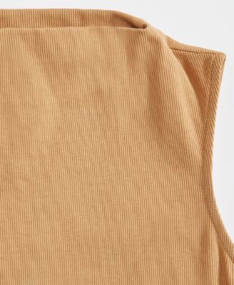 Women's High-Neck Rib-Knit Sleeveless Top
