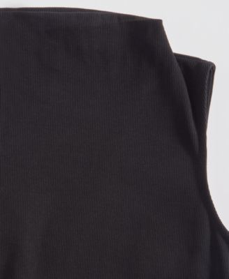 Women's High-Neck Rib-Knit Sleeveless Top