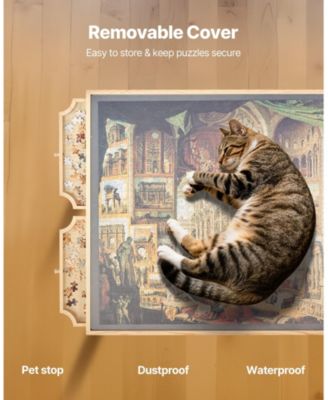 1500-Piece Puzzle Table with Legs 34"x25" Adjustable Height with Drawers