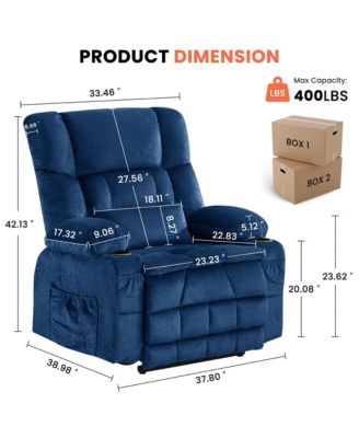 Dual Motor Large Power Lift Recliner Chair for Elderly, Lay Flat Lift Chair with knead the waist and heat, Big Lift Recliner for Tall People
