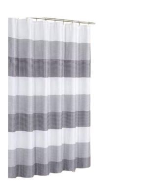 72-inch Grey White Striped Luxurious Textured Polyester Fabric Shower Curtain