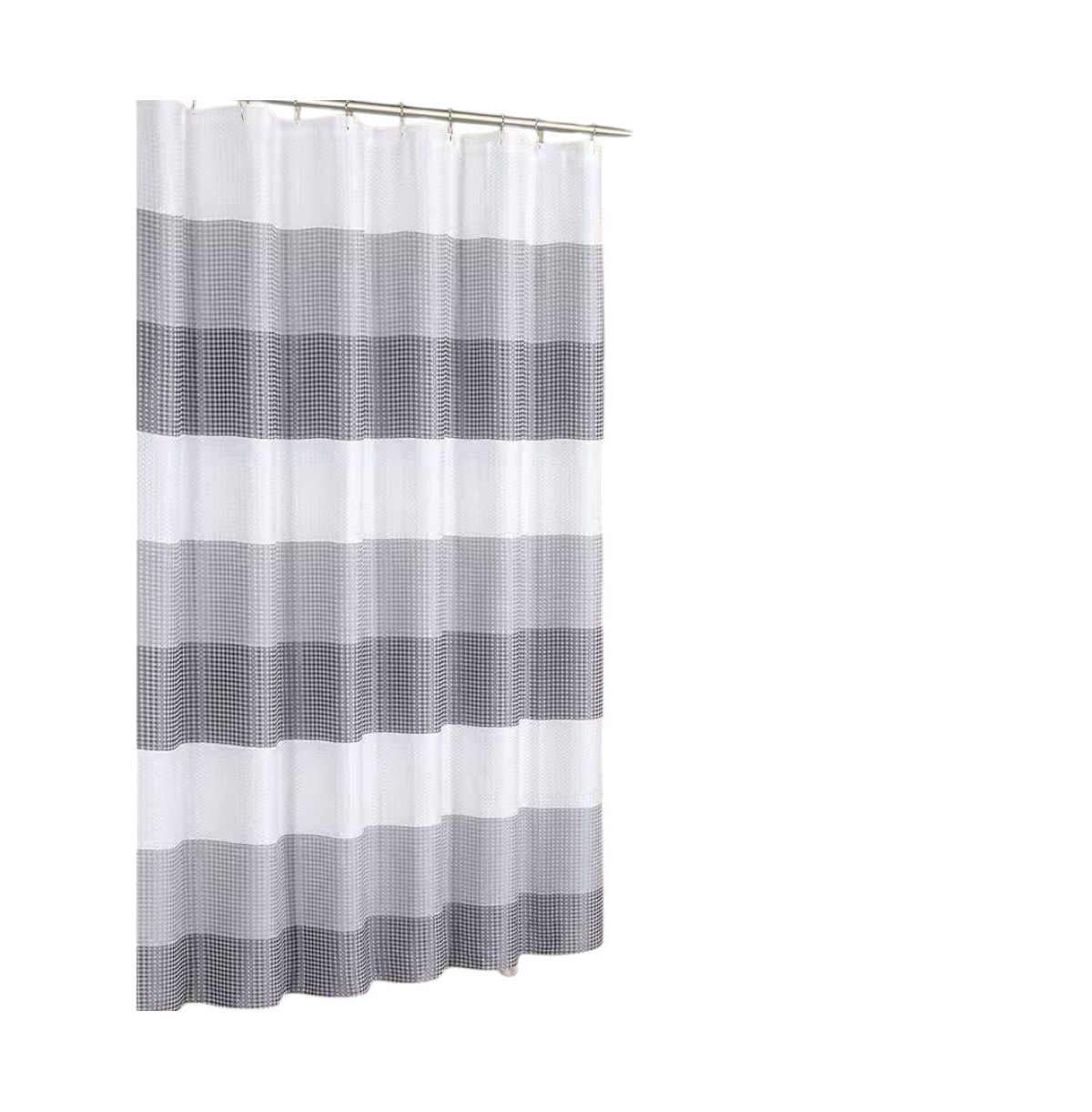 Slickblue 72-inch Grey White Striped Luxurious Textured Polyester Fabric Shower Curtain
