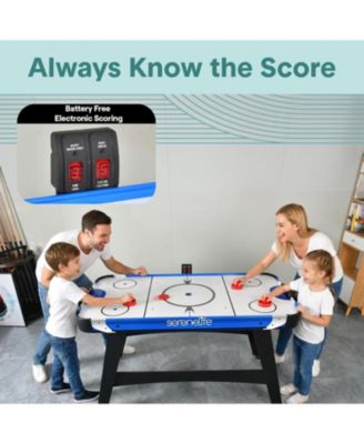 58" Powered Air Hockey Table – Dual Motor Arcade Game with LED Scoreboard, 4 Pucks & 2 Pushers for Home & Game Room