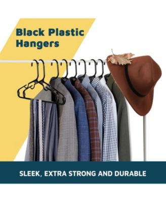 Kids Plastic Hangers, Black, 11.6", with shoulder notches, space-saving, hold 5 lbs, ideal for baby, toddler & kids  clothes, 20-pack.