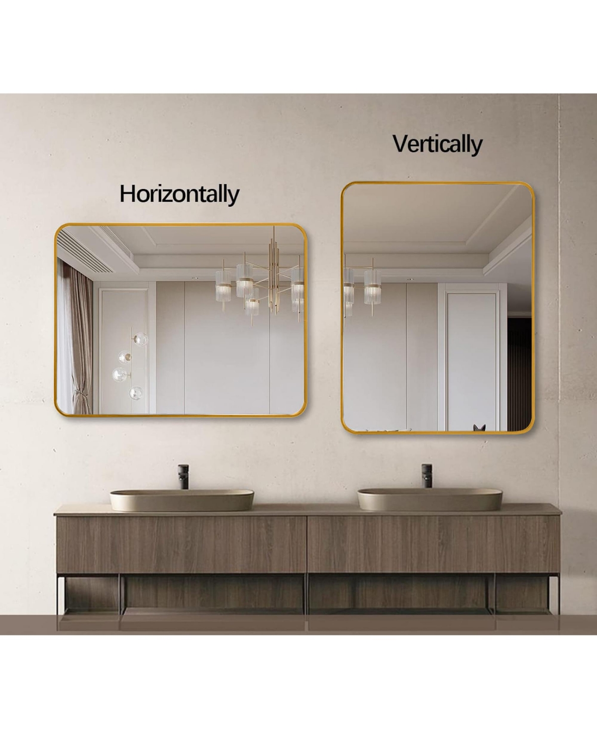 Rainsken 30 "x36" Rectangular Bathroom Mirror, Modern Wall Mounted Vanity Mirror with Shatterproof Film, Hangs Horizontally or Vertically (G