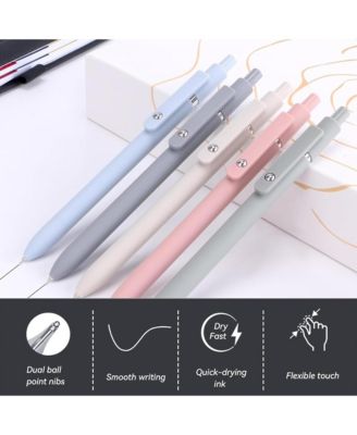 5Pcs Gel Pens, 0.5mm Black Ink Pens with Smooth Writing, Quick Dry Aesthetic Pens for Journaling and Note Taking (Morandi)