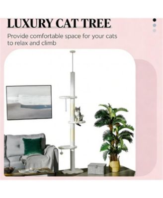 88.5" to 100.5'' Cat Tree with tension rod in White