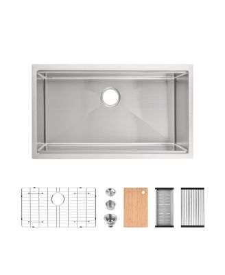 33inch Undermount Dark Gray Multifunctional Flying Rain Waterfall Single Bowl S304 Stainless Steel Handmade Kitchen Sink