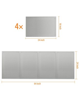 24"x16" Pegboard Wall Organizer 128 PC Kit, Gray