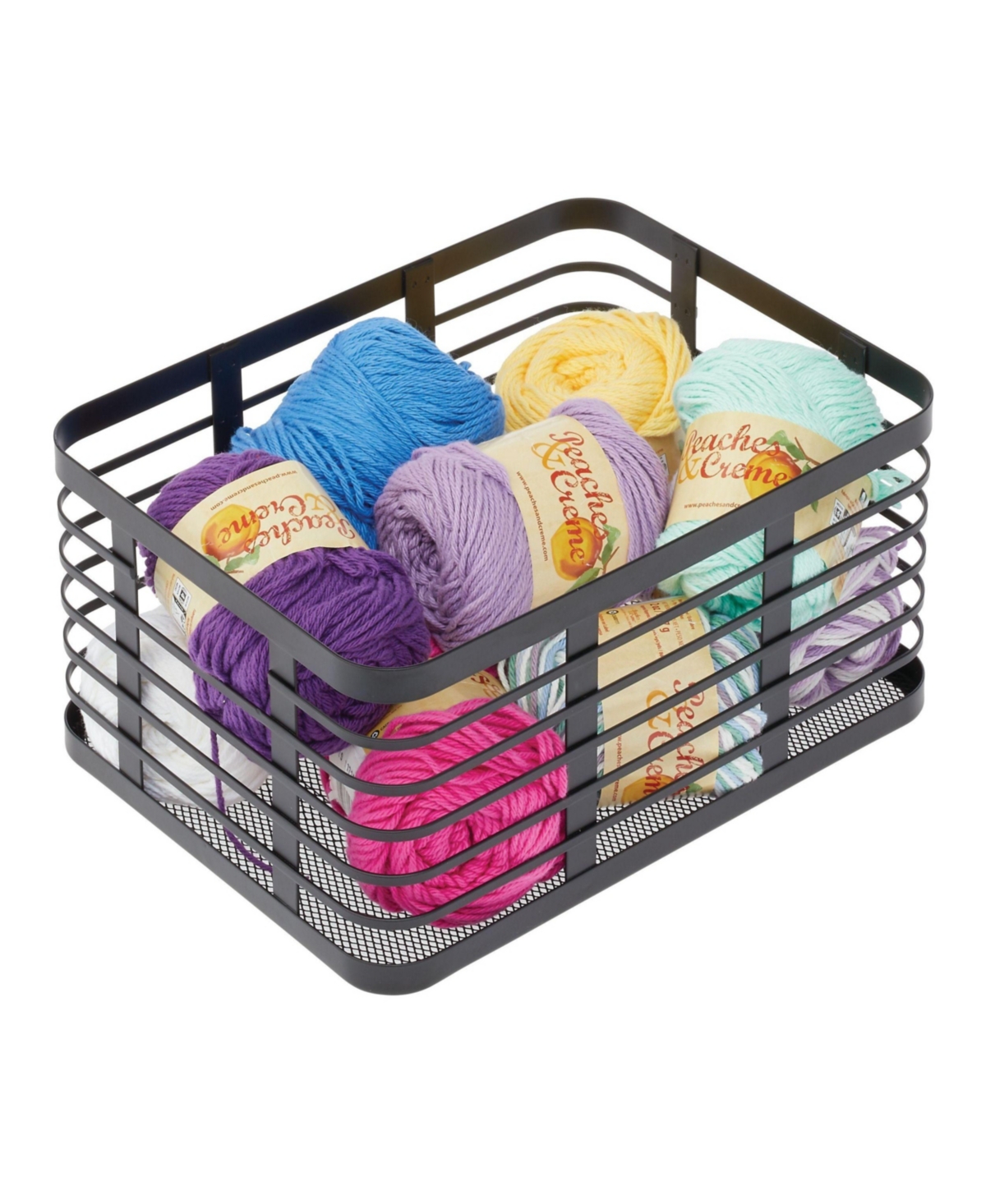 mDesign Metal Pantry Basket with Handles - Set of 2 - Matte Black