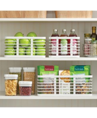 Metal Pantry Basket with Handles - Set of 2 - Matte White