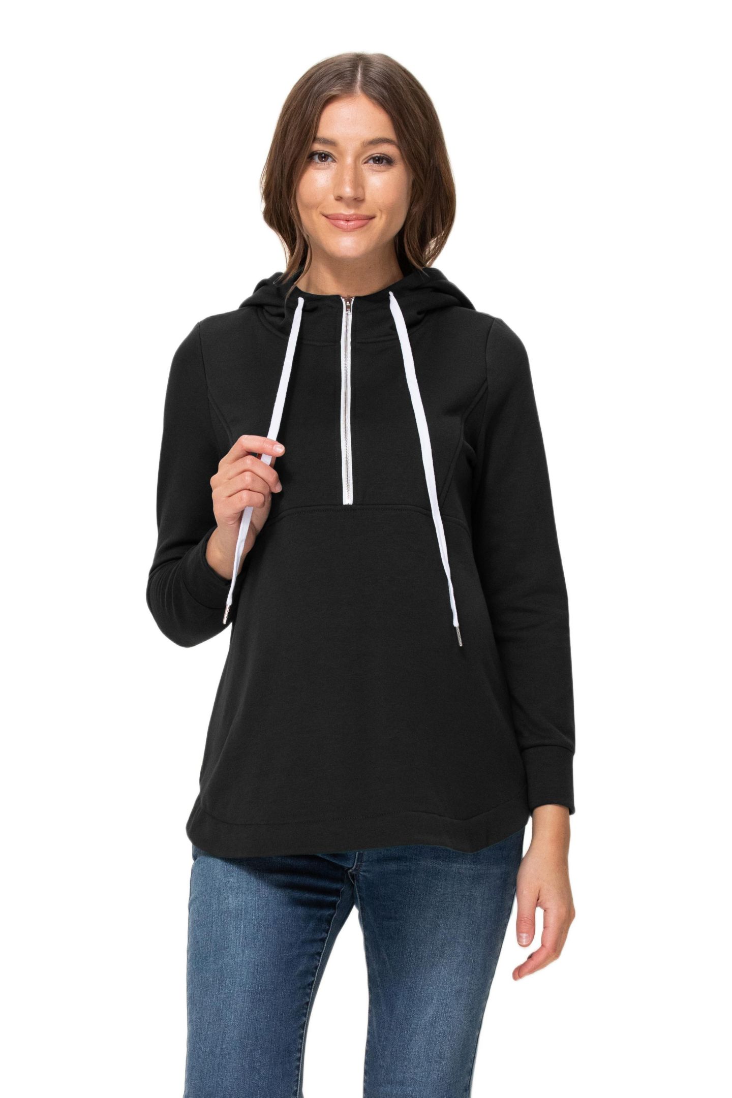 Женское худи Hello Miz Maternity Half Zip, цвет: Чёрный — фото 1