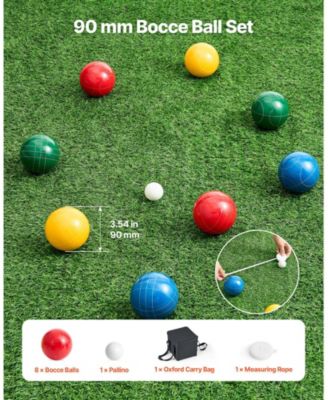 Outdoor Bocce Ball Game Set with Resin Balls Carry Bag and Accessories