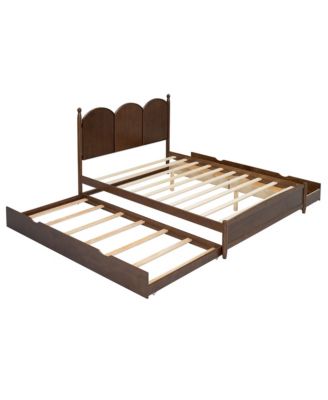 Queen Size Platform Bed with 2 Big Drawers and Twin XL Size Trundle