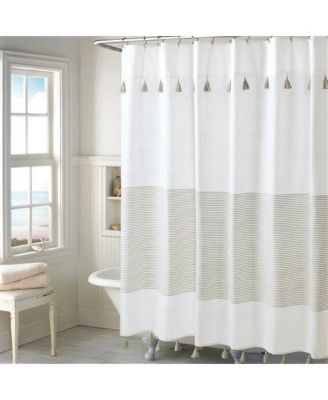 72-inch and White Stripes Cotton Shower Curtain