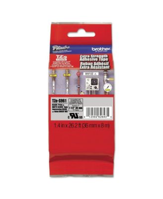 TZES961 1.4 in. x 26.2 ft. TZ Extra-Strength Adhesive Laminated Labeling Tape - Black on Matte Silver