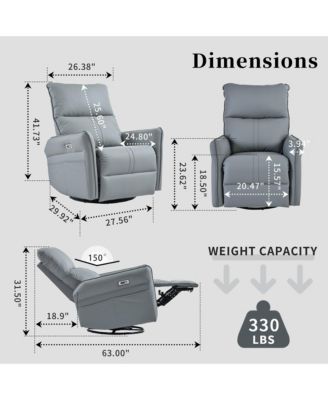 270°Power Swivel Rocker Recliner Chair for Adults, Electric Sofa Recliners for Living Room, Bedroom,RV
