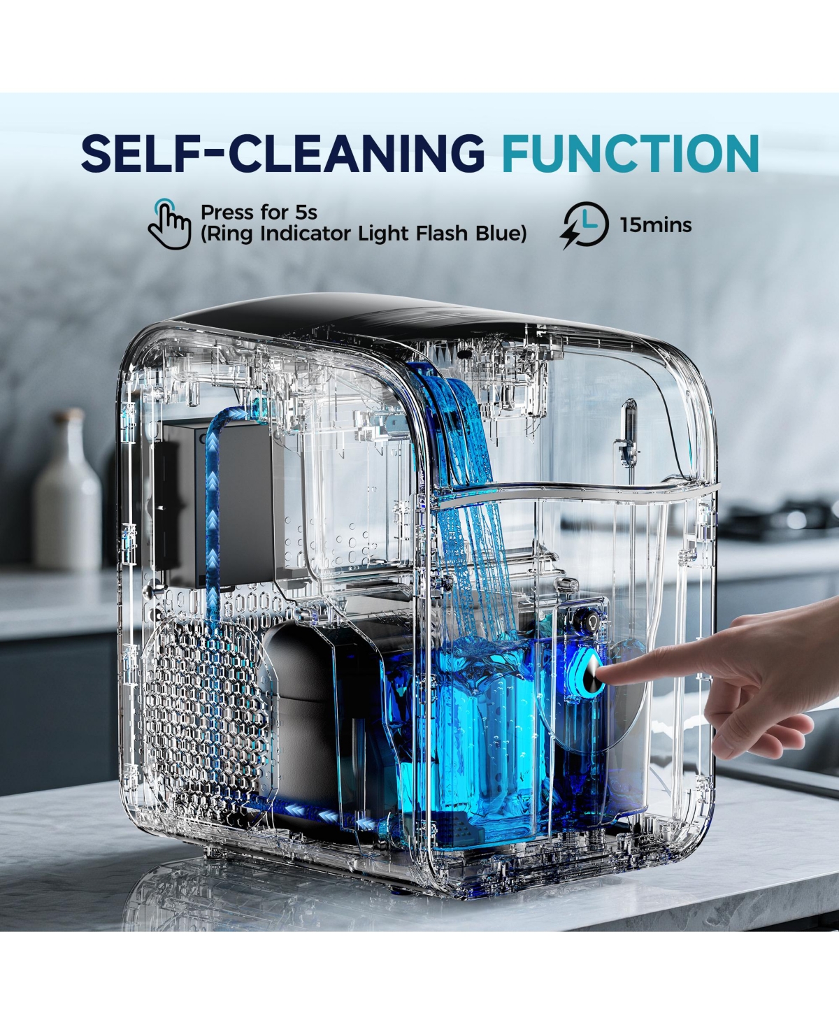 Euhomy 35-lb Ice Per day Nugget/Pebble Ice Maker with Auto-Cleaning and Ice Storage in Black