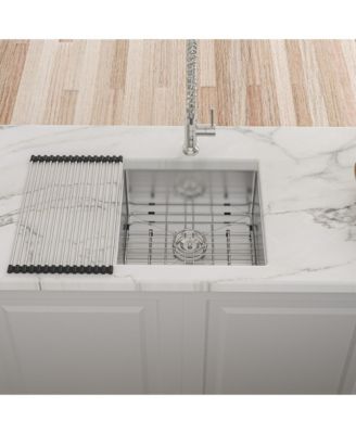 17inch Undermount Sink 16G T304 Stainless Steel Single Bowl 17x19x10inch 10inch Deep Bar Prep Sink with Full Accessories