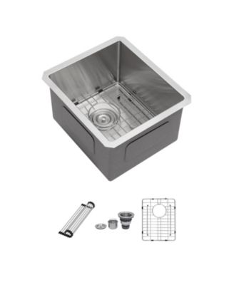 17inch Undermount Sink 16G T304 Stainless Steel Single Bowl 17x19x10inch 10inch Deep Bar Prep Sink with Full Accessories