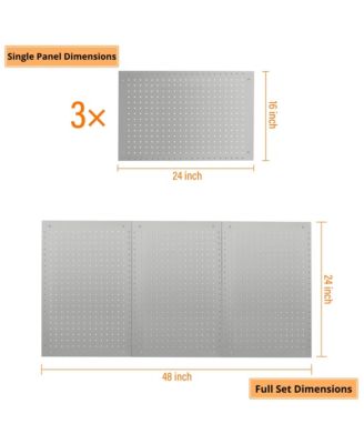 Pegboard 3PC  Wall Organizer Panels 24"x16", Gray