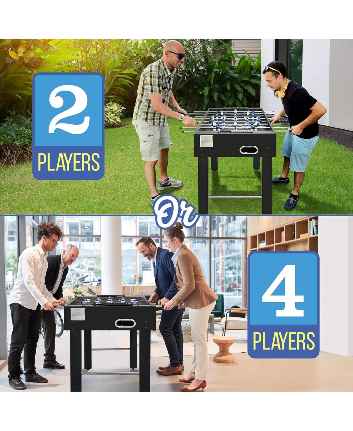 SereneLife 48” Competition Foosball Table – Height Adjustable Arcade Soccer Game with Cup Holders & 2 Balls for Home