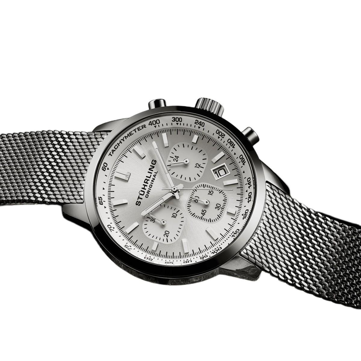 Мужские часы-хронограф Stuhrling Chronoport 4082, 44 мм, стальной браслет — фото 4