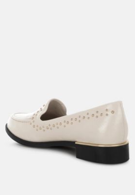Womens Gonia Studded Faux Leather Loafers