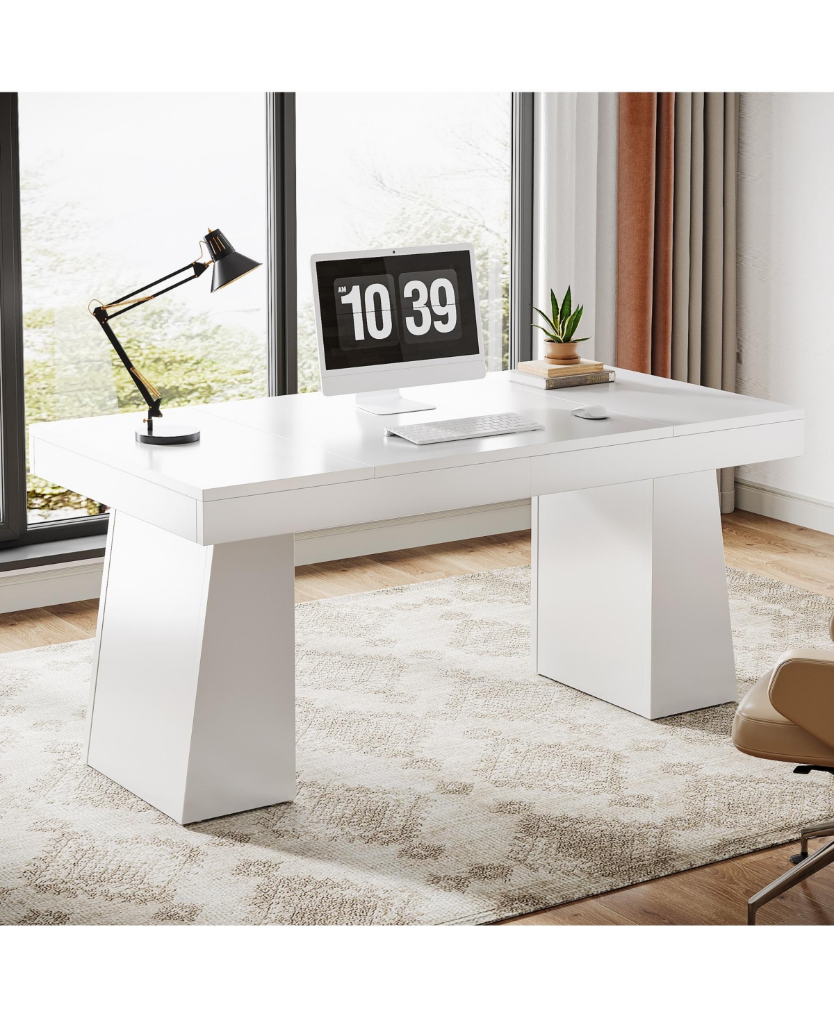 Tribesigns 55" Executive Wooden Desk with Double Pedestal