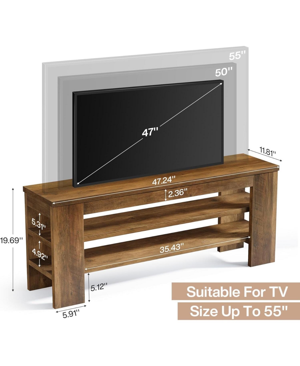 Tribesigns Tv Stand for TVs up to 55 Inch, Entertainment Center with Open Storage Shelves & Soundbar Shelf, Modern Media Console Table