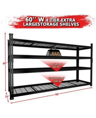 4-Tier 60 in W x 60 in H x 24 in D Adjustable Heavy Duty Metal Shelving Unit