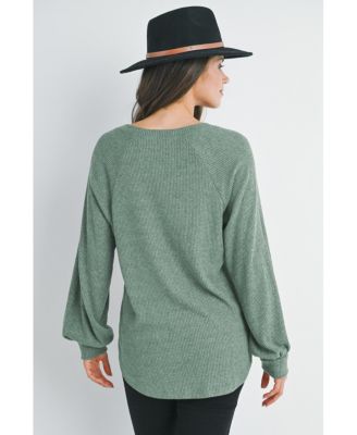 Maternity Ribbed Long Sleeve V Neck Sweater